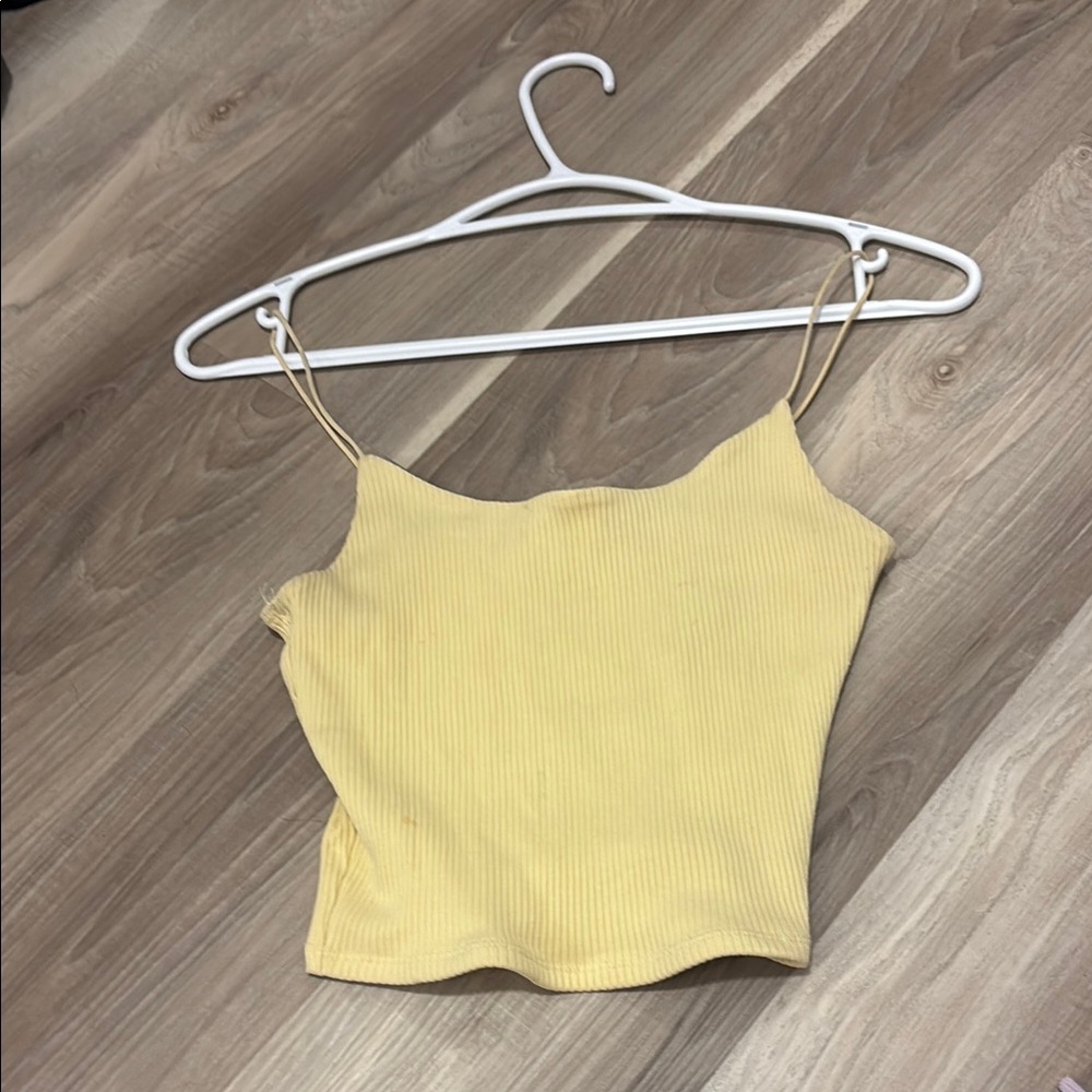 Yellow Ribbed Women's Top